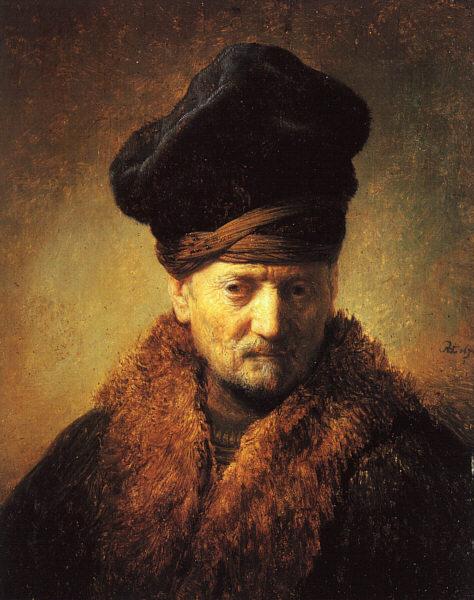 REMBRANDT Harmenszoon van Rijn Bust of an Old Man in a Fur Cap fj oil painting picture